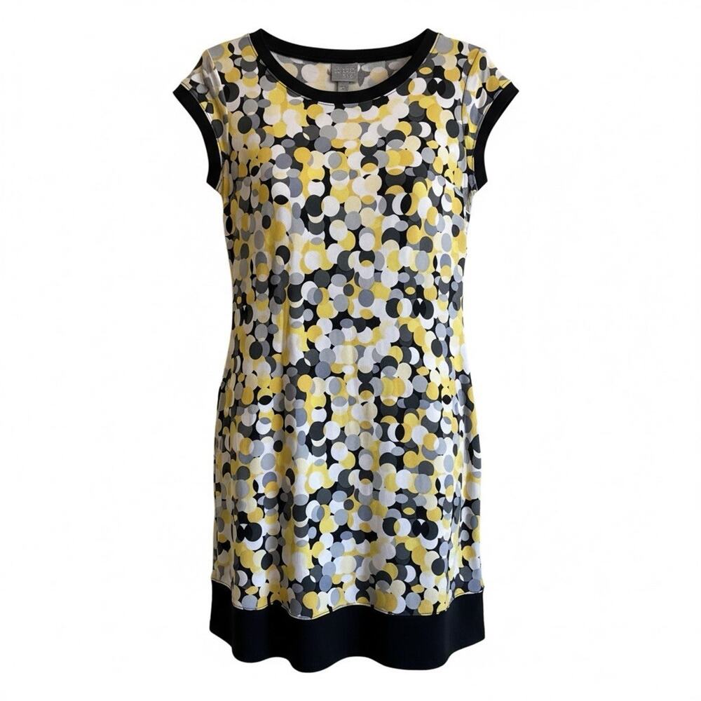 VTG Rabbit Rabbit Designs Mini Dress Tunic Cap Sleeve Yellow Dots Y2K Size 10